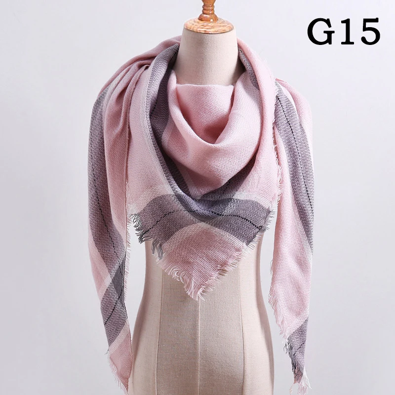Кашемировый шарф для женщин осень зима шали обертывания шеи Теплый головной платок одеяло triangel пашмины платок-Бандана femee - Цвет: G15