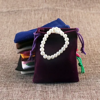 

50pcs/Lot 5x7cm Black/Gray/Pink /Purple Upscale Velvet Gift Bags For Jewelry Packaging Bags 2018 New Velvet Drawstring Bags