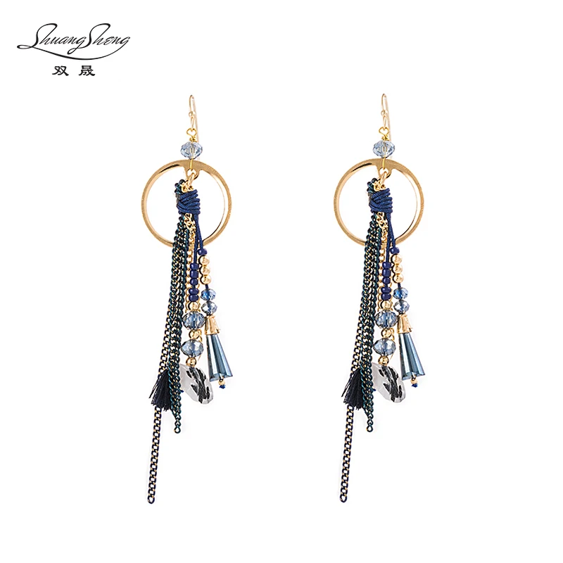 

Women's Vintage Tassel Feathers Earrings TrendyHangging Drop Ethnic Earrings Fashion Elegant Metal Chain Earring Jewelry
