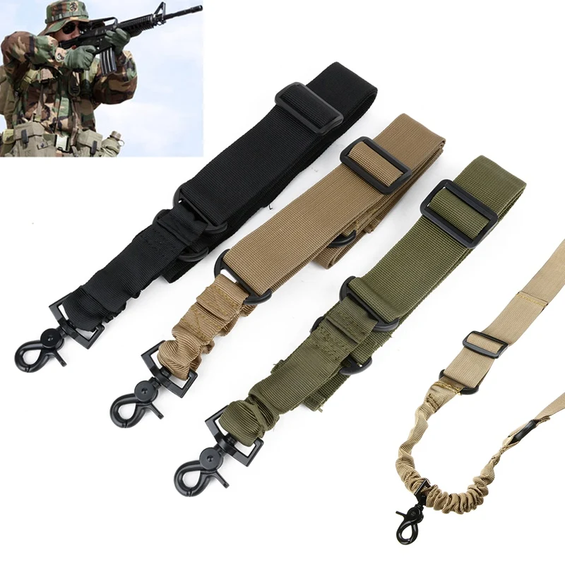 

Practical Adjustable Hunting Tactical One Single Point Gun Sling Rifle Sling Bungee Strap Safety Nylon Belt Rope with Metal Hook