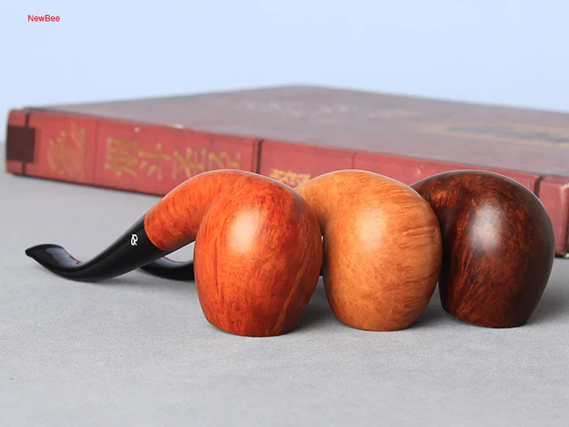 ft5-Briar Wood Handmade 3 Colors 9mm Activated Carbon Arylic Bent Mouthpiece 