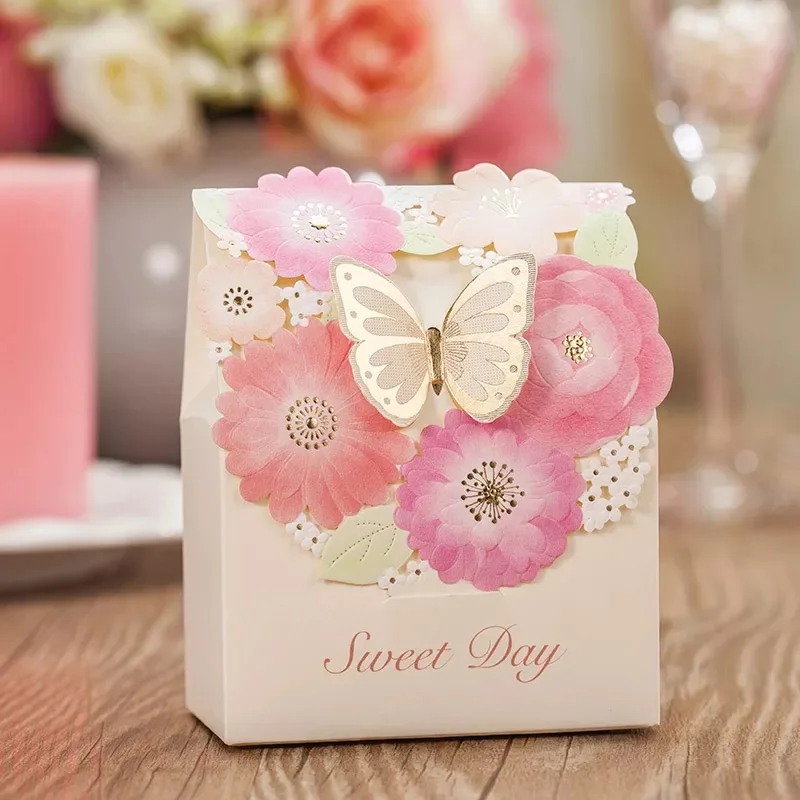 

New arrival colorful laser cut gold butterfly wedding card box / paper gift box / favor boxes free shipping 50pcs