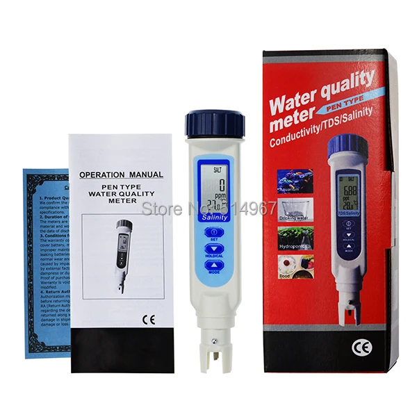 Солености& измеритель температуры Ручка Тип соленой воды тестер качества УВД NaCl, 9999 ppm/100.0ppt/10%/0,95-1,08 SG единицы измерения