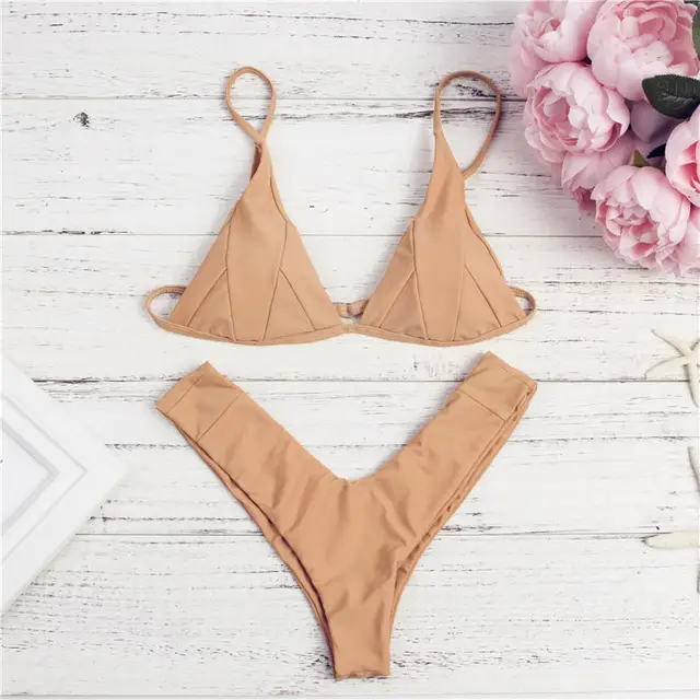 patchwork thong high waist bikini set 2018 sexy swimsuit bathing suit wimwear bikinis women