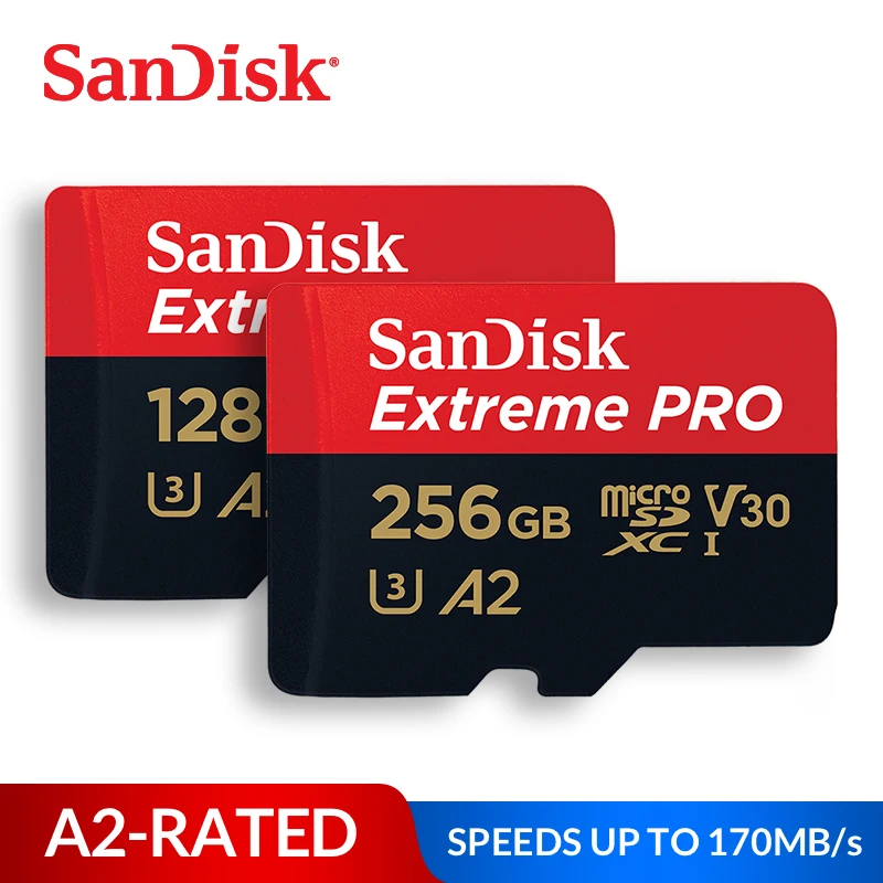 Карта памяти SanDisk Extreme Pro Micro SD карта 32 Гб 64 Гб 128 ГБ 256 Гб 400 Гб SDHC/SDXC UHS-I C10 U3 V30 A2 TF карта для дрона камеры