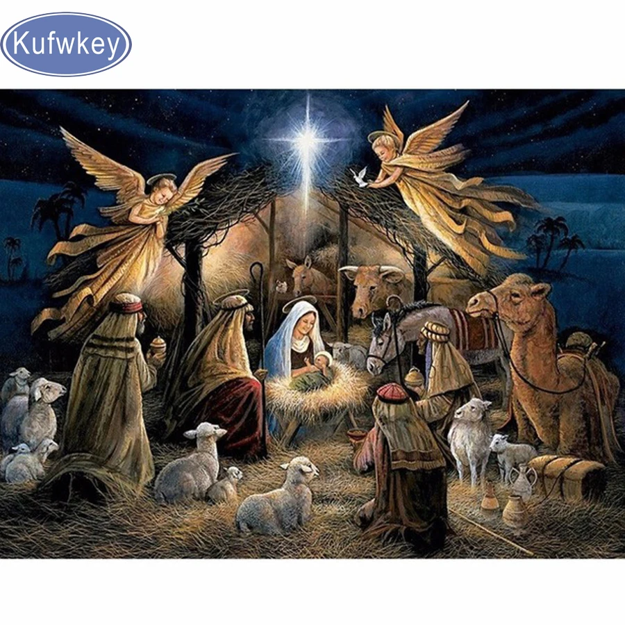 

5d Diy Diamond Painting Cross Stitch Birth Of Jesus Christ Crystal Square Diamond mosaic home Decorative Full Diamond Embroidery