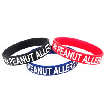 

300pcs Medical alert peanut allergy wristband rubber cuff wrist bands bangle free shipping by FEDEX