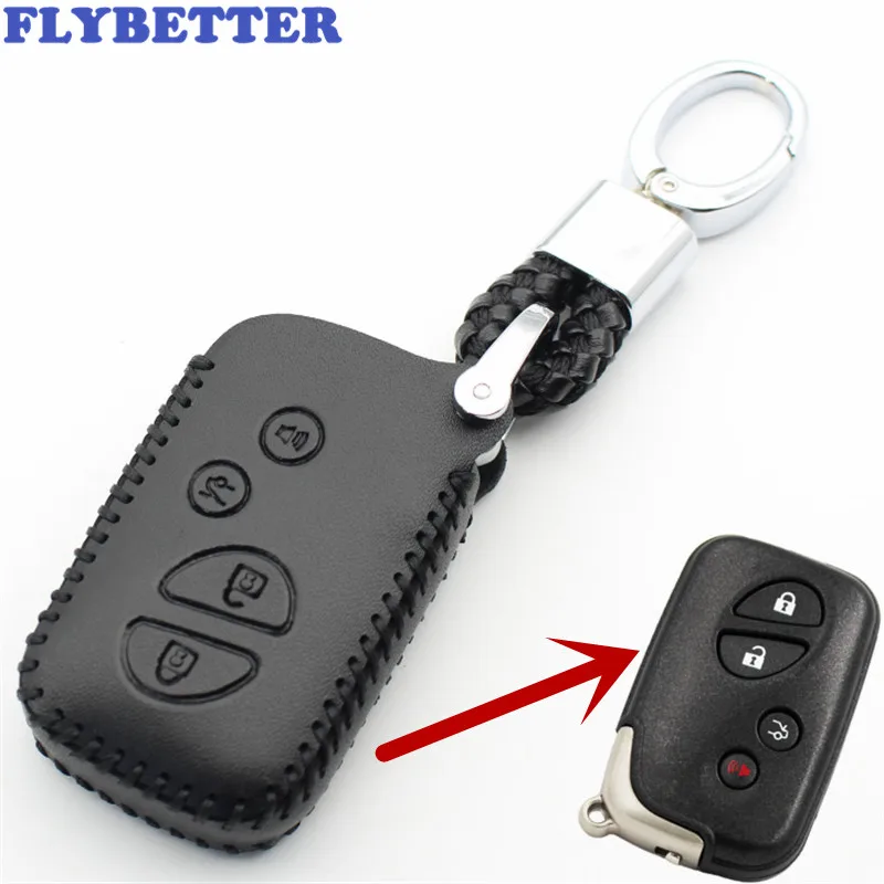 

FLYBETTER Genuine Leather Keychain 4Button Smart Key Case Cover For Lexus LX470/GS450h/IS350/SC430/LS460/ES350 Car Styling L248