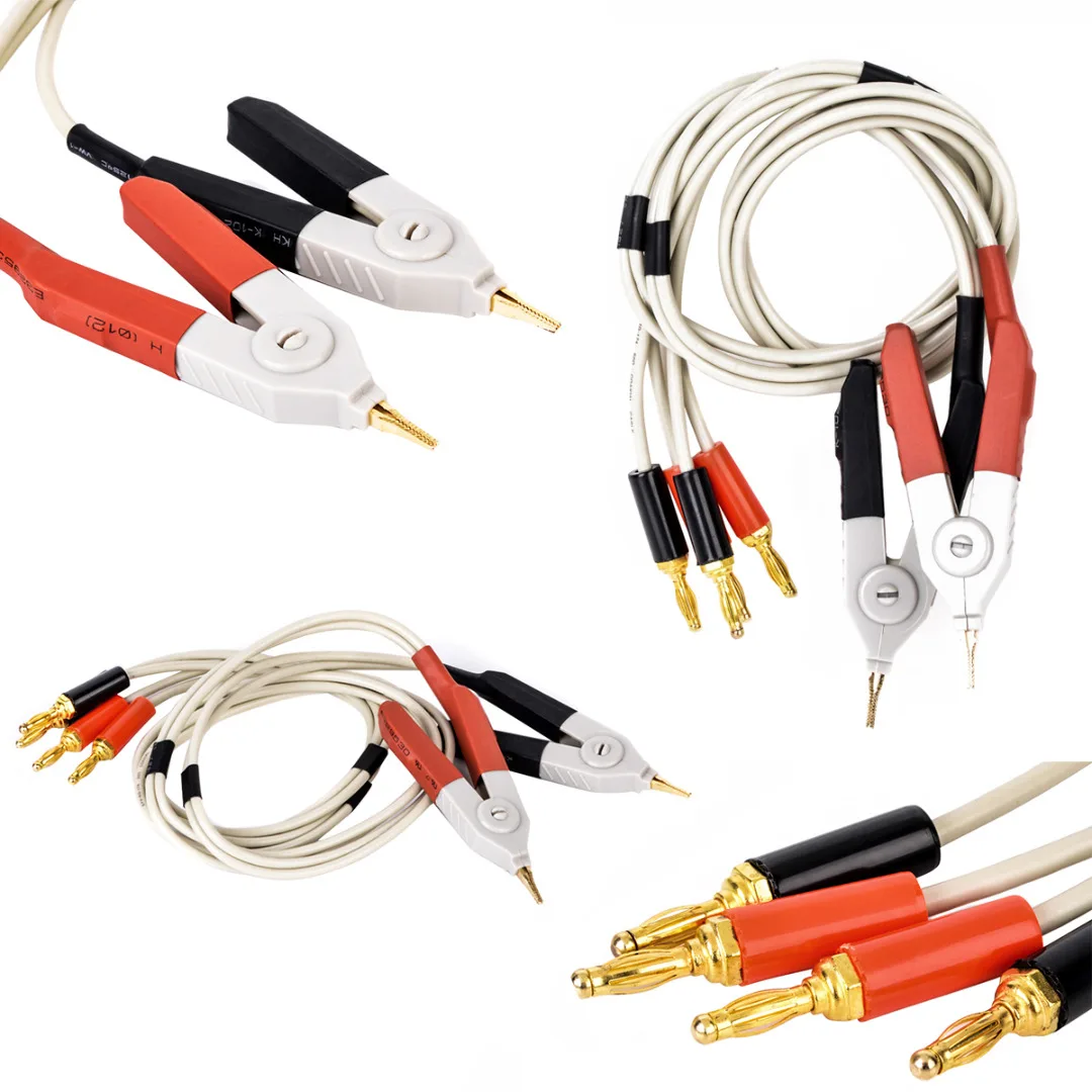 

2pcs LCR Meters Clips Low Resistance Leads Banana Plug Clip Cable Terminal Probe Wire Red and Black