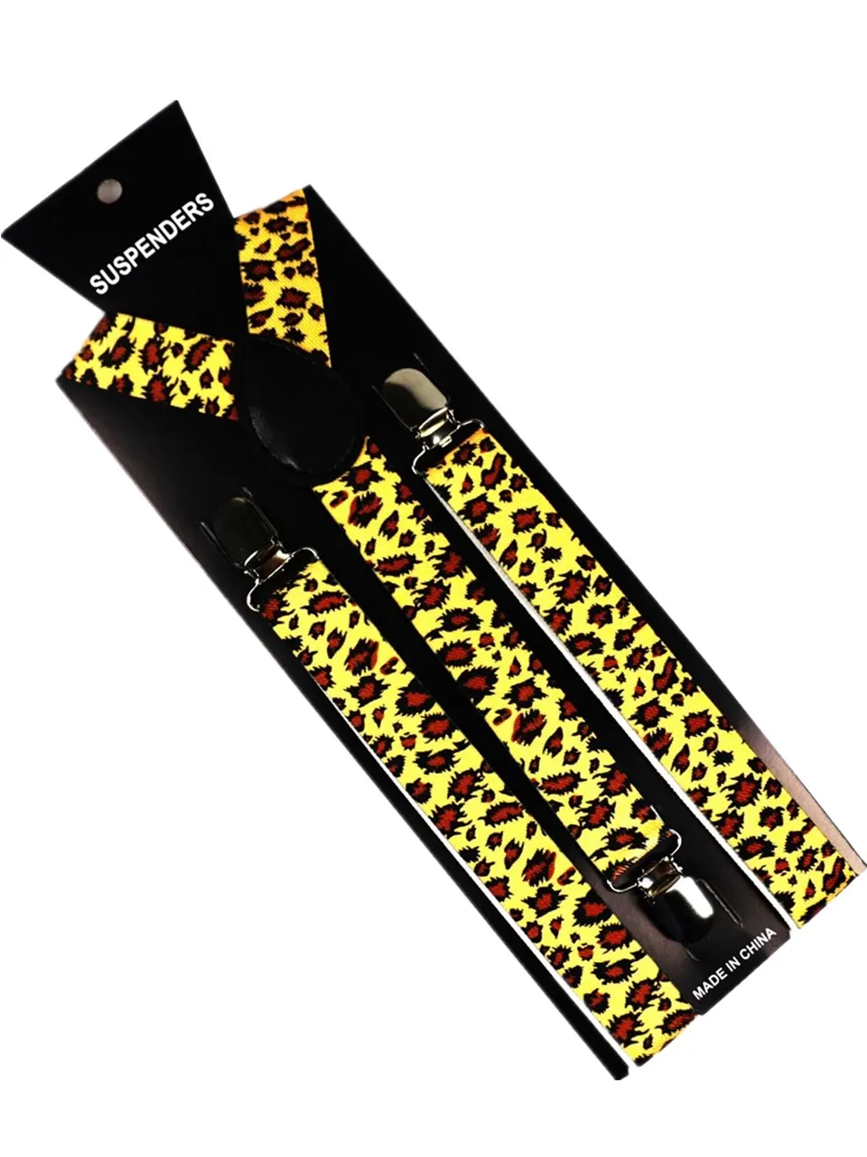 

2019 New Womens Yellow Leopard Print Y-Back Adjustable Elastic Brace 2.5cm Wide Suspenders Clothing Accessory