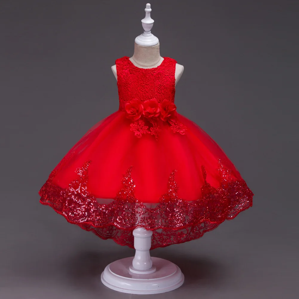 

Europe and Americna style 2019 new children's clothes girls wedding show flowers trailing sleeveless dress kids dresses