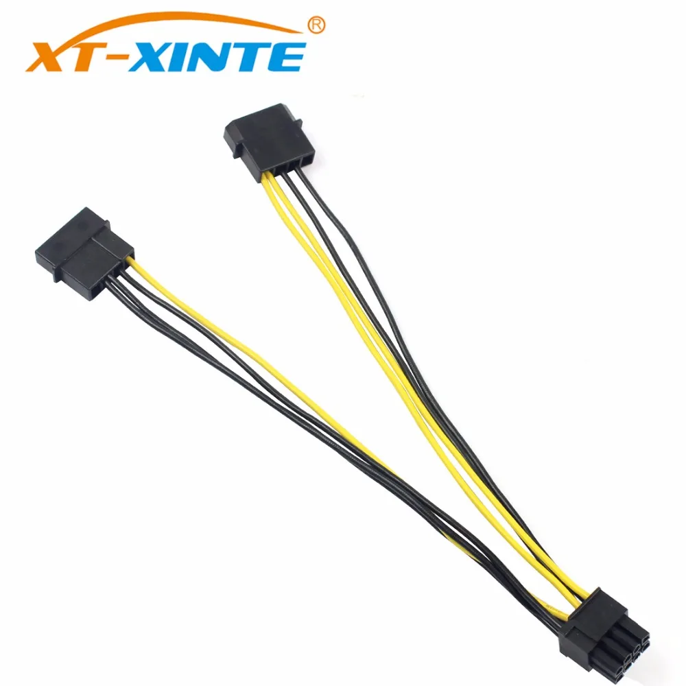 XT-XINTE Power Supply Cable 8Pin to Dual Large 4Pin CPU Adapter Cable for PC 4+4pin Power cables Wire for Miner Bitcoin Mining