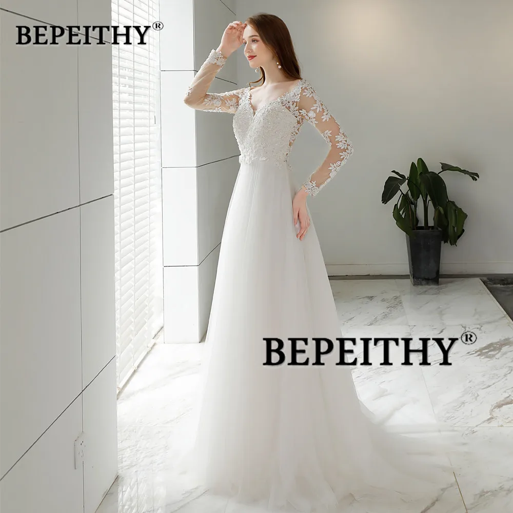 Vestido De Novia, Пляжное свадебное платье, сексуальное, с открытой спиной,, дизайн, полный рукав, кружева, свадебные платья, горячая распродажа