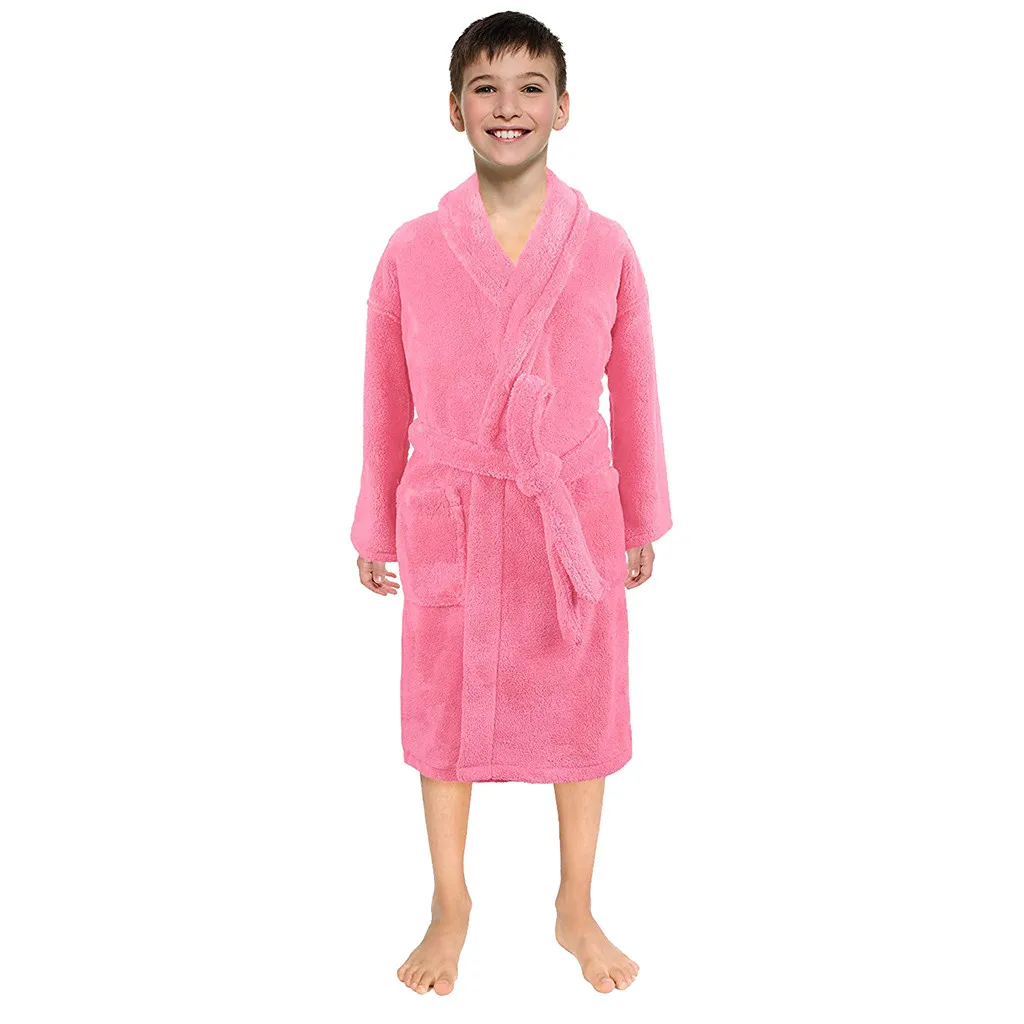 TELOTUNY/фланелевые банные халаты для маленьких мальчиков и девочек; однотонные фланелевые банные халаты; Ночная Пижама; одежда для сна; детский банный халат; Новинка; Dec5