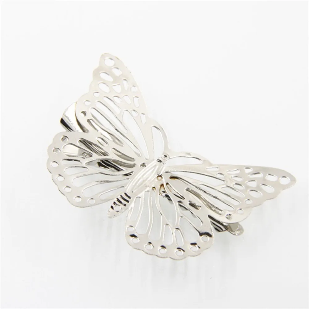 M MISM 1 Pair Cute Hair Clips For Baby Girls Party Golden Butterflies Hair Pins Metal Barrettes Headwear For Hair Accessories