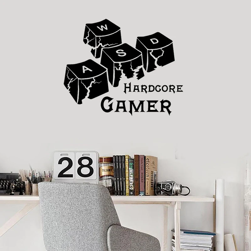 

STIZZY Wall Decal Game Wall Sticker Keyboard Controller WASD Pattern Removable Art Home Decor Interior Boys Bedroom Poster A466