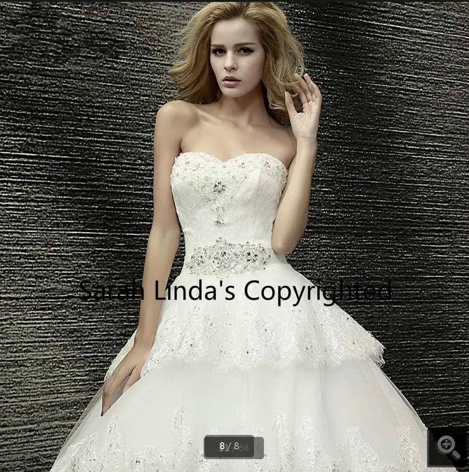 

2016 fashion white lace ball gown appliques wedding dress beading layered sexy wedding dresses princess puffy bride dresses