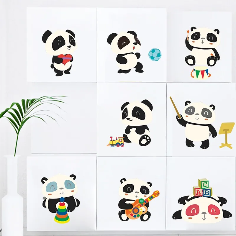 

% Cartoon Forest Panda Decorative Wall Stickers For Kids Baby Nursery Rooms Decor Home Cute Animals PVC Mural Wall Art DIY Decal