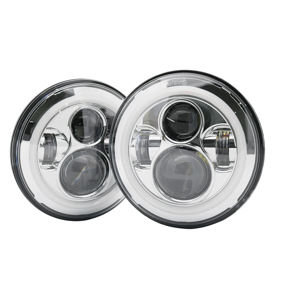 Newest 7 Inch LED Headlamp Halo Ring Amber Turn Signal For Lada Niva 4x4 Suzuki Samurai 7 LED DRL Halo Headlights For VAZ 2101 (40)