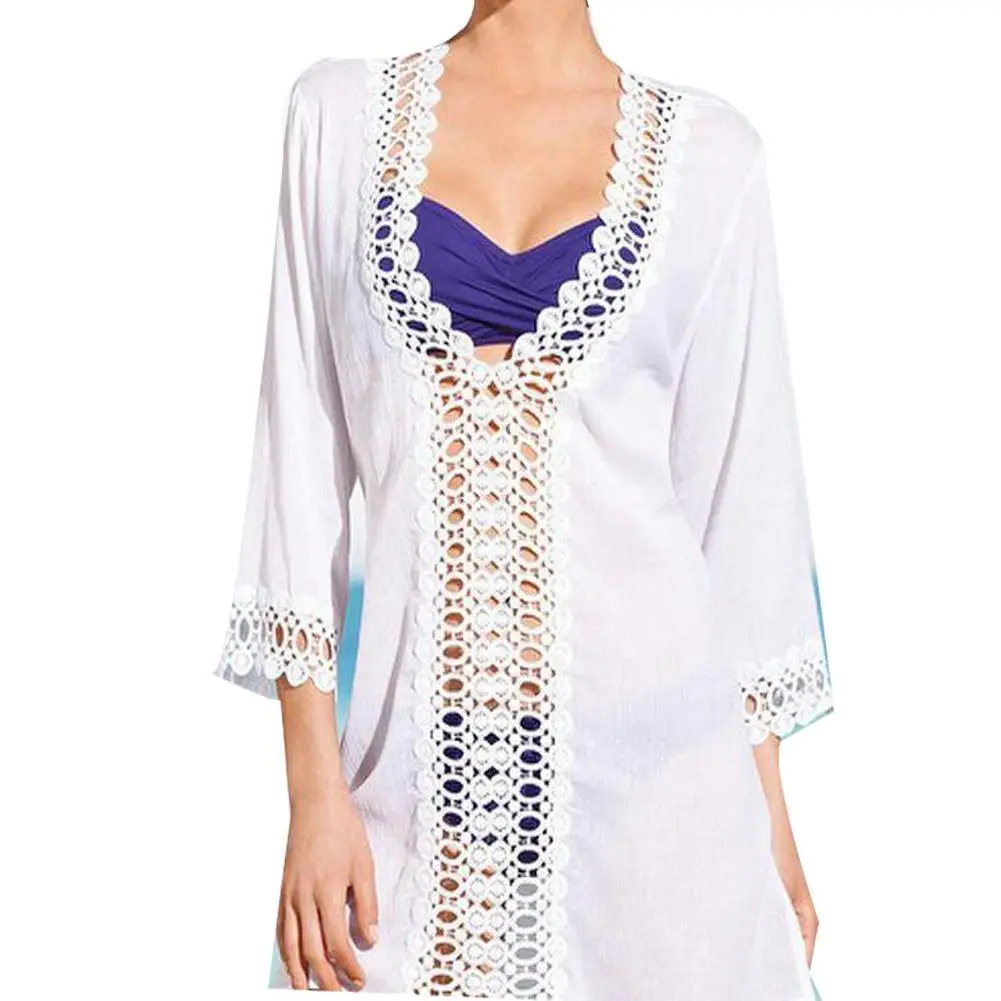 

HobbyLane Women Sexy Deep V Collar Lace Hollow Design Beach Dress for Outdoor Wear