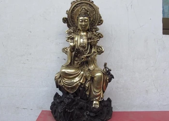 

17 Buddhism Bronze Copper Ride Dragon RuYi Guan Yin Kwan-yin Boddhisattva Statue