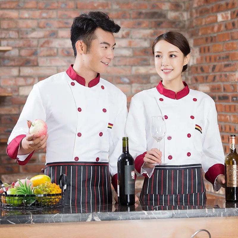 Осенне-зимняя одежда с длинными рукавами для шеф-повара Houchu hotel's restaurant cafeteria chef uniforms для мужчин и женщин