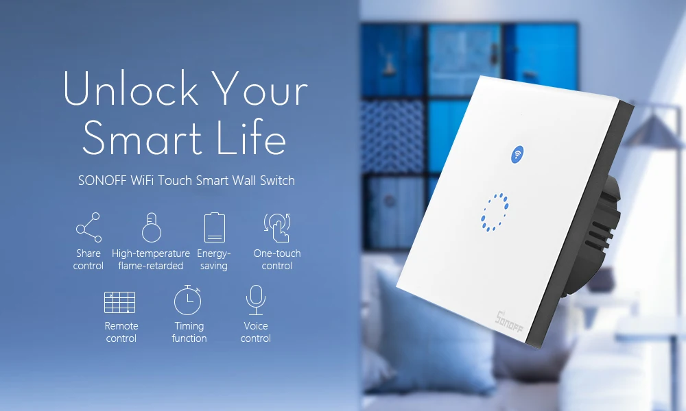 SONOFF Touch WiFi панель беспроводной пульт дистанционного управления настенный переключатель синхронизации через приложение умный дом