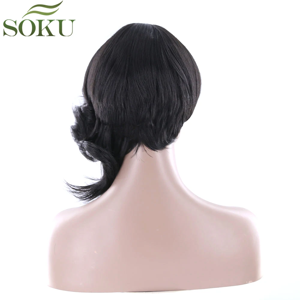 SOKU синтетические парики с челкой высокой температуры волокна короткий парик с Омбре светлые волосы парики для черных женщин