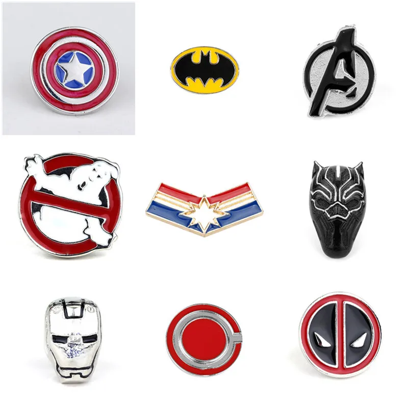 

24 Styles Marvel Avengers Enamel Pins Brooches Deadpool Ghostbusters Flash Batman Captain Marvel Badges Brooch Jewelry