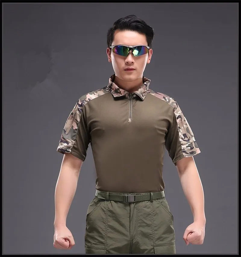 Тактическая летняя камуфляжная рубашка Coolmax мужская для страйкбола армейский военный костюм быстросохнущая рубашка
