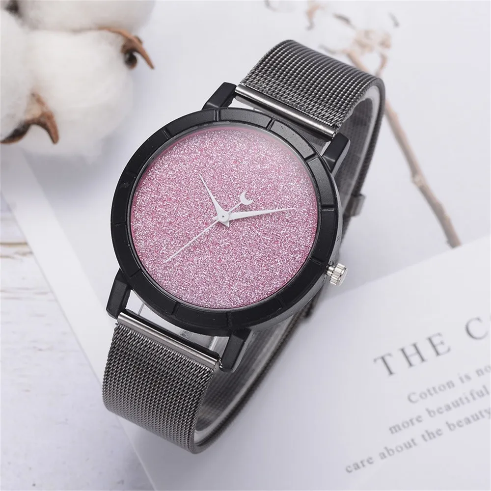 

Luxury Woman's Watch Shining Quartz Leather Band Watch Casual Moon Pointer Analog Wristwatch Clock for Female relogio feminino