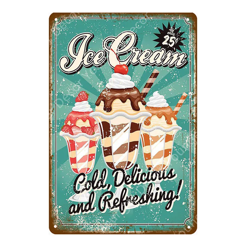 Красочные вкусные мороженое живопись плакат стены Искусство дома кухня магазин Декор Винтаж Железная табличка металлические жестяные знаки - Цвет: YD5293G