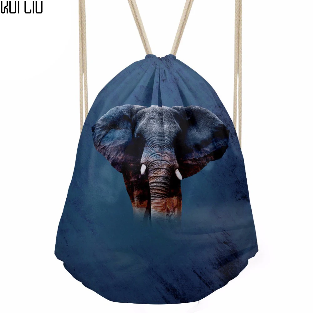 

Drawstring Bag Small Men's Animal Elephant Prints Daypack Teenagers Casual Backpack for Kids Bundle Pocket Mochila