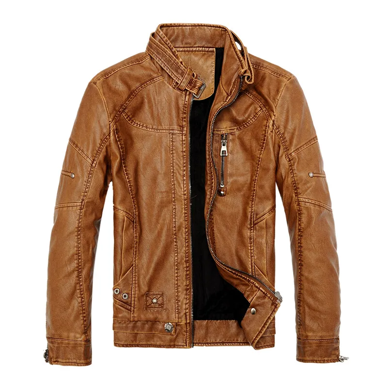 BOLUBAO Мужская зимняя кожаная куртка новая мотоциклетная стильная утолщенная модная мужская куртка из искусственной кожи Мужская ветрозащитная кожаная куртка пальто - Цвет: Earth Yellow