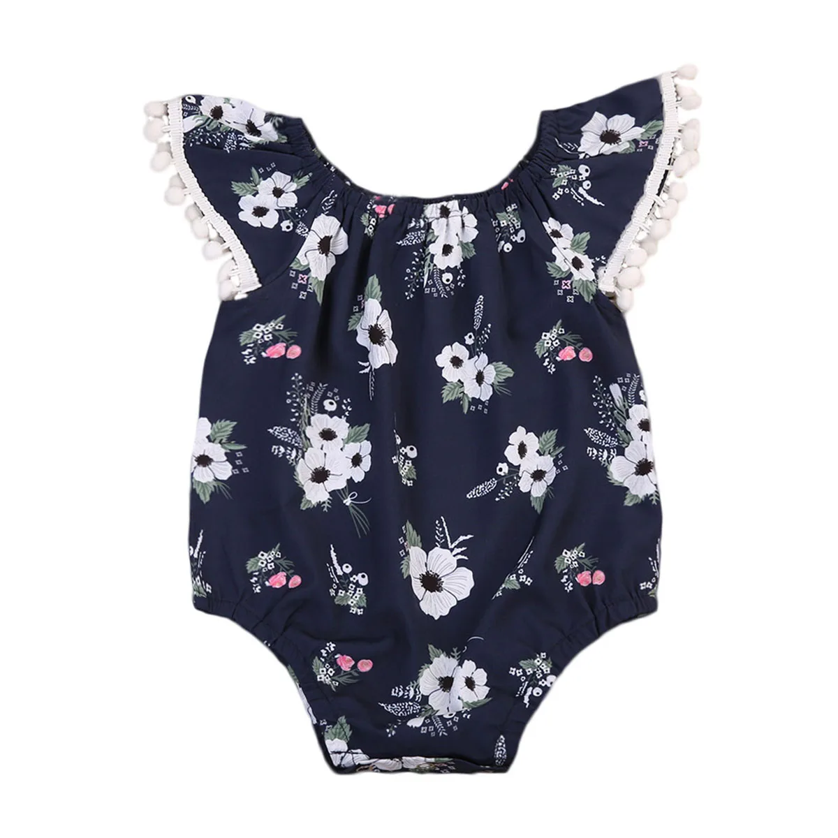 navy blue romper baby girl