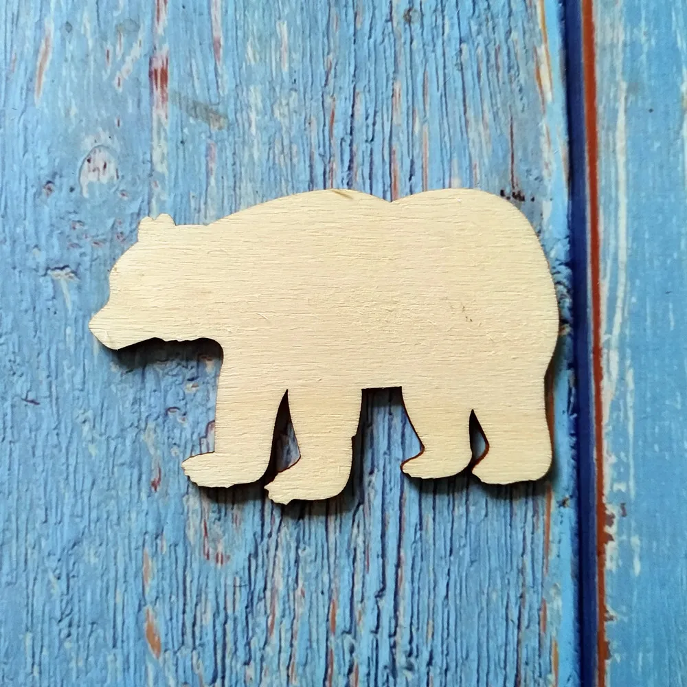 

50pcs Small Wooden Bears Lasercut Guestbook Invitations Decoration Wood Bears Wedding Decor Drop Box Shapes Wooden Confetti