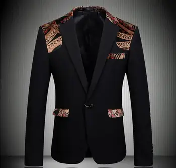 

Formal Casual blazer masculino New Brand Mens Blazer Jacket Solid Khaki Black Slim Fit Mens Wedding Dress Suit Plus Size M--4XL