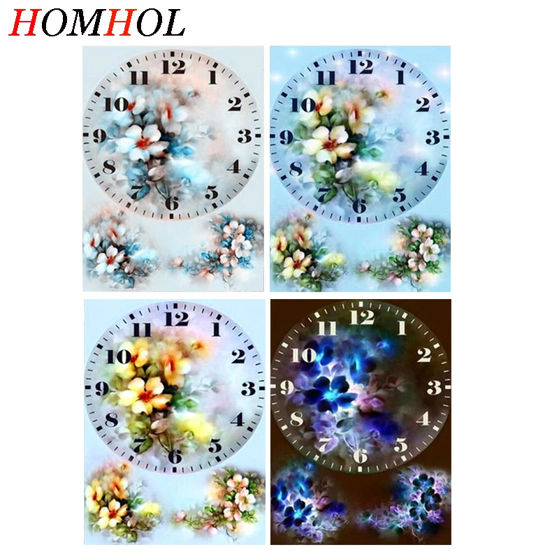 Алмазная вышивка полная дрель настенные часы значок алмазные картины "Цветочные часы" 5d diy Алмазная Вышивка крестом мозаичные настенные часы комплект