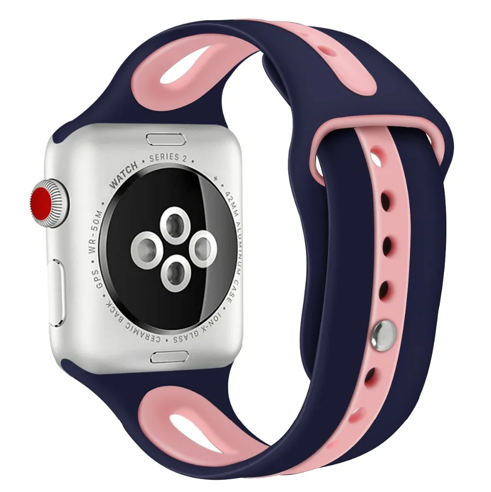 Новый ремешок для Apple Watch Series 1 2 3 4 силиконовый ремешок для Apple iwatch 38 мм 40 мм 42 мм 44 мм силиконовый ремешок для часов спортивный браслет