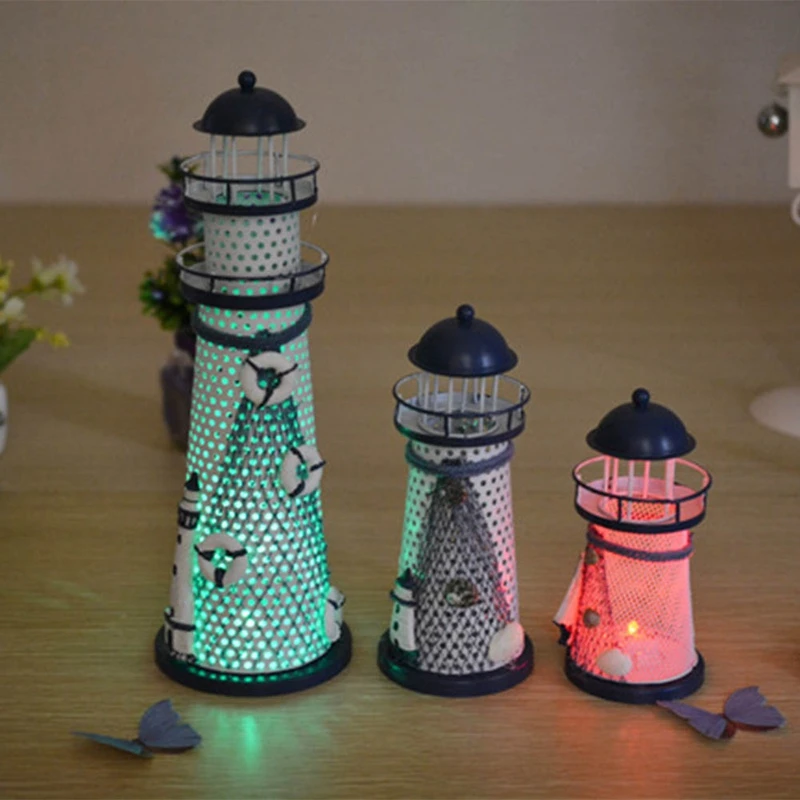 1 шт. Средиземноморский Стиль Изделия из металла Home Decor Морской Маяк Flash железа