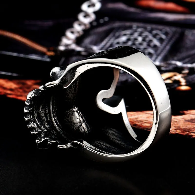 BEIER New Head Skull Ring Stainless Steel Lion People Punk Motorcycle Biker Jewelry For Man And Boy BR8-356