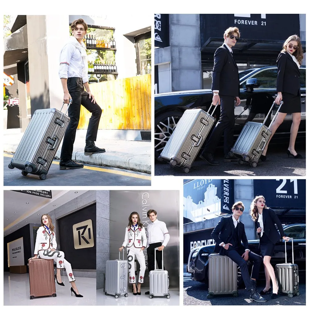 Premium Aluminium Hard Shell Spinner Luggage Carry On Suitcase, Multi-size (20-28), Grey, 20 Travel Case image 5