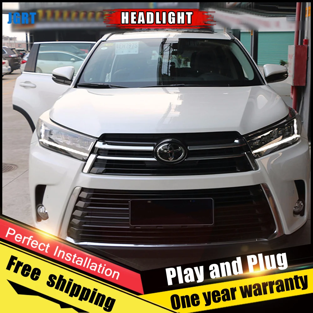 2 шт. светодиодный Автомобильные светодиодные фары для Toyota Highlander 2018|Фара авто в