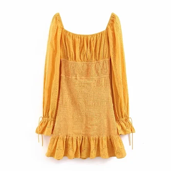 

Women elasticity waist white dress 2019 summer elegant ladies yellow dresses party girls boho slim feminine Cotton chiffon Dress
