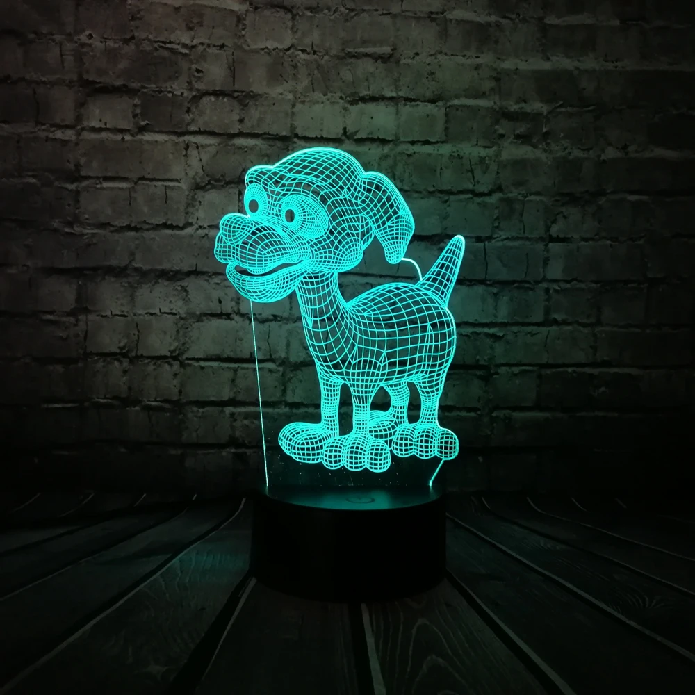 Новинка милая собака 3D светодиодный USB лампа ночник светильник 7 цветов меняющий
