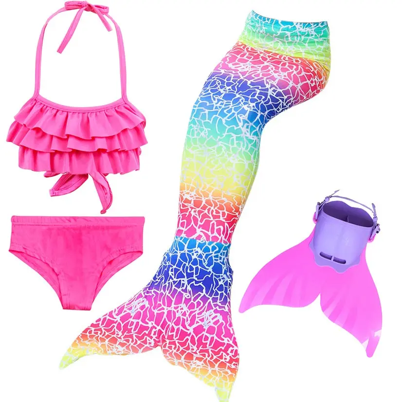 Girls Bathing Suit Swimming Mermaid Tail Swim Monofin Costume Little
