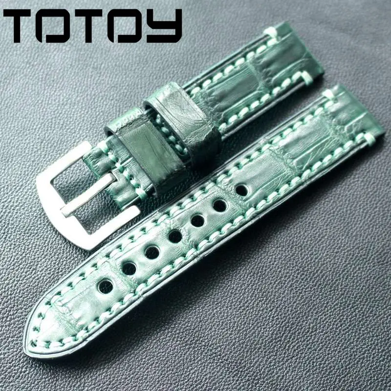 

TOTOY Green Crocodile Leather Strap, 20MM For Men's Military Watch Watchbands, Retro Rough Style Strap,Fast Delivery