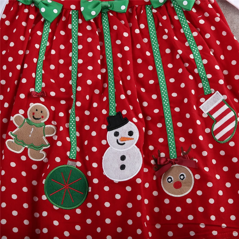 Г., рождественские наряды для девочек из 2 предметов рубашка с длинными рукавами Топы без рукавов, жилет в горошек, комплекты с платьем Sweet