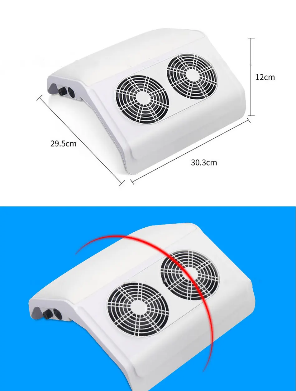 Coletor de pó do Unha Aspirador de pó com 2 Rikonka Poderoso Máquina Manicure Fãs uv Gel Polonês Ferramentas Unha Poeira Sucção 50 w 2 Cheap Equipamento de unhas artísticas