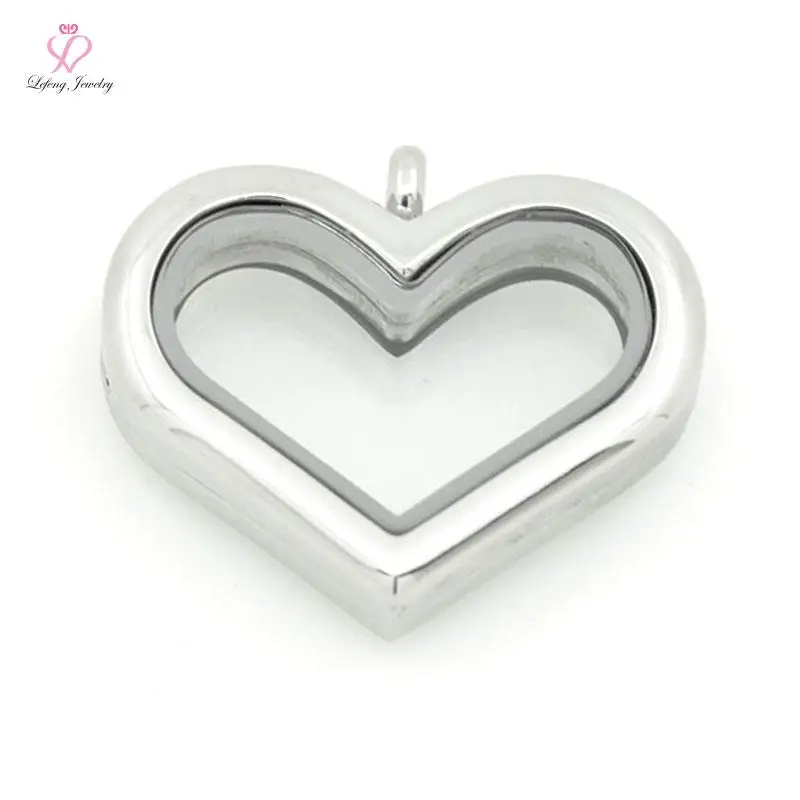 New Arrival 30mm Silver Plain Floating Heart Locket Pendant